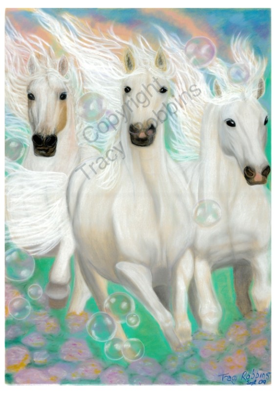 3 White horses- Tracy Robbins Energetic Art