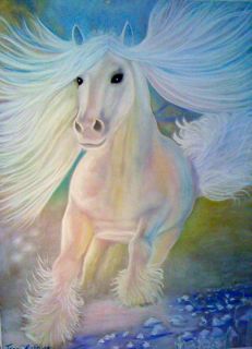 Sanctity- White horse in snow- Tracy Robbins- Energetic Art.
